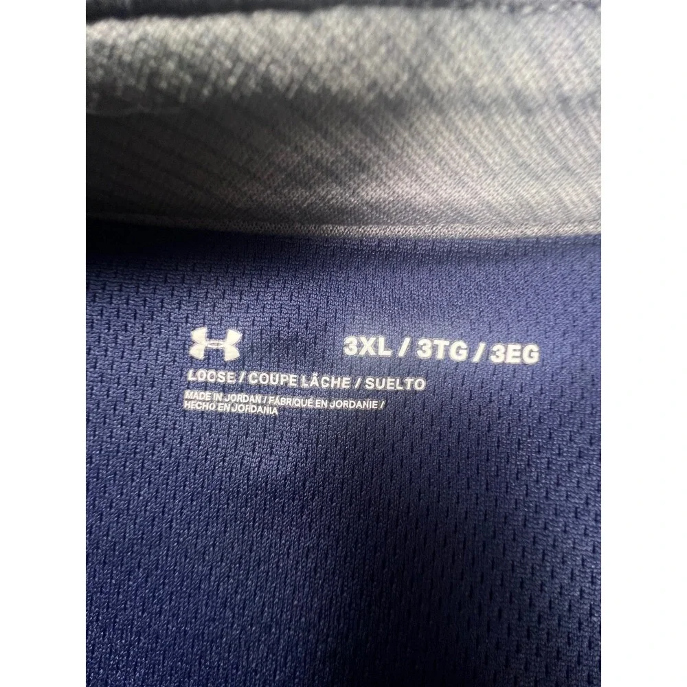 Under Armour Mens 3XL Navy Blue Micro Stripe Loose Fit Short Sleeve Polo Shirt